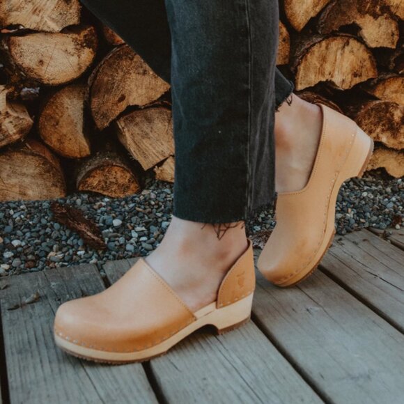 Tan and Brown Leather Mules with Sleek Design - Picture 1 of 8